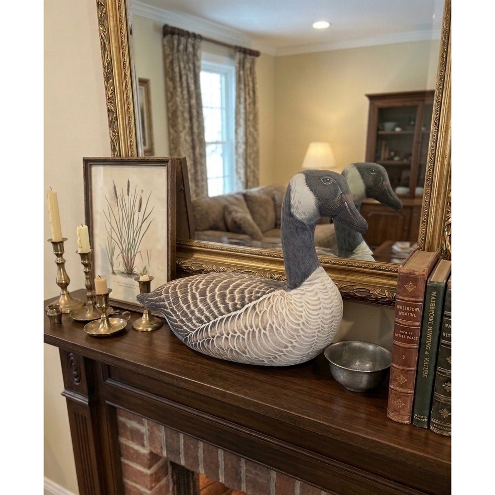 Vintage Style Canada Goose Fabric Plush Decoy Bird Brown Grey Tan 12"